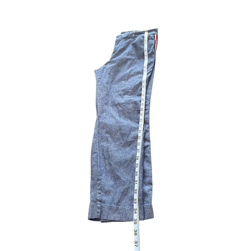 Old‎ Navy Blue Denim Linen Blend Mid-Rise Side-Stripe Ankle Dress Pants Size 12 - Picture 16 of 16